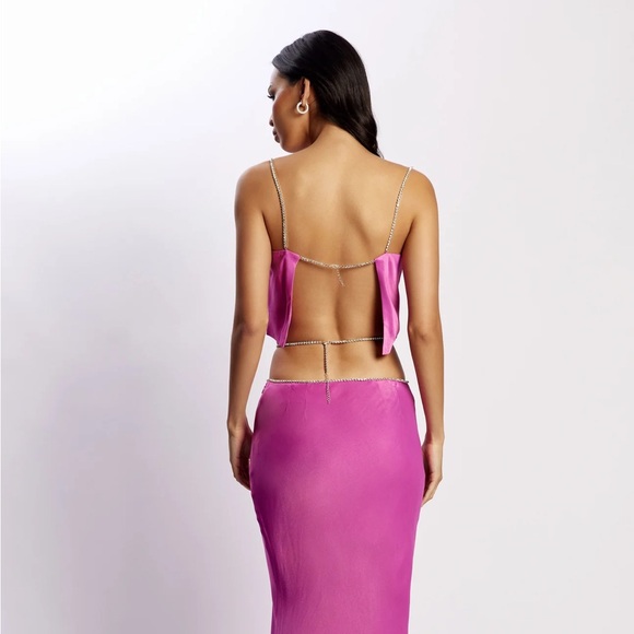 Meshki Pink Backless Top and skirt set - Picture 1 of 3